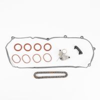 Timing chain set with clamp without wheels for camshaft