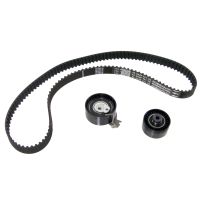 Toothed belt set with 2 guide pulleys