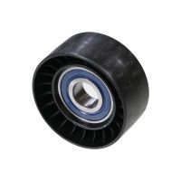 Flat belt tension pulley without clamping arm