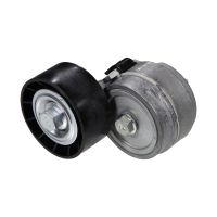 Flat belt tension pulley with clamping arm