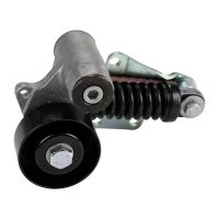 Flat belt tension pulley with clamping arm