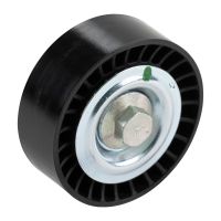 Flat belt tension pulley without clamping arm