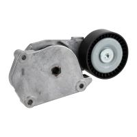 Flat belt pulley with clamping arm