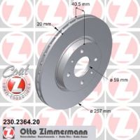 Brake disc front Zimmermann coated ventilated 257 Ø
