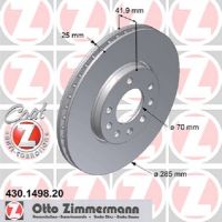 Brake disc front Zimmermann coated ventilated 285 Ø