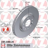 Brake disc front Zimmermann coated ventilated 305 Ø