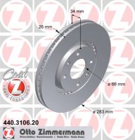 Brake disc front internally ventilated 283 Ø