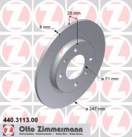 Brake disc rear full 247 mm Ø
