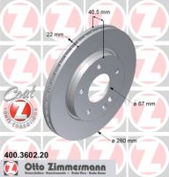 Brake disc front internally ventilated 260 Ø