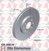 Brake disc front internally ventilated 280 mm Ø