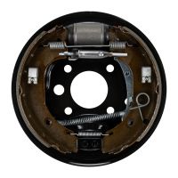 Brake kit pre-assembled on anchor plates at the rear left