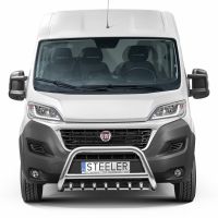 STEELER front protection bar with grill including mounting kit polished stainless steel