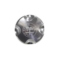 Oil tank cap made from polished aluminium AR logo
