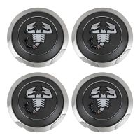 Wheel hub caps Abarth Scorpion Black with grey trim, set of 4