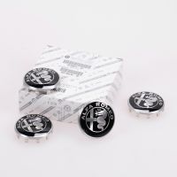 Wheel hubcap Alfa Romeo logo black-white 4-piece set