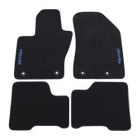 Velor floor mat set with blue logo, set of 4