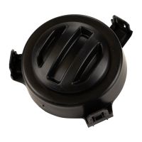 Black cover cap on the lower left of the front bumper corner